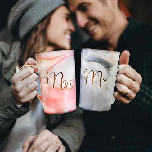 Mr And Mrs Mugs Set Engagement / Anniversary Gift For Couples